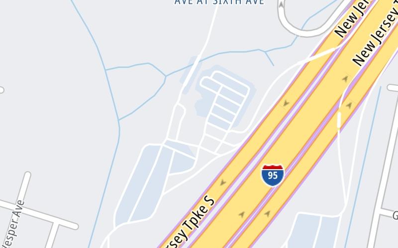 Static map of New Jersey Turnpike at Thomas Edison Service Area