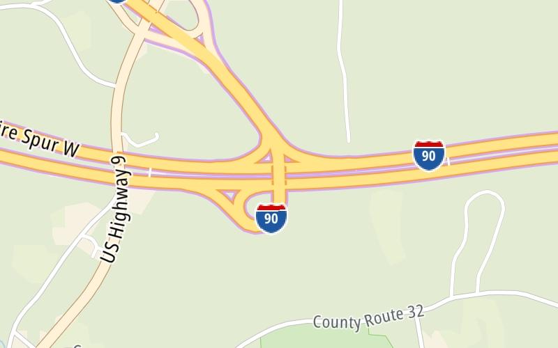 Static map of New York State Thruway at I-90 / US Route 9 / Albany / Hudson / Rensselaer