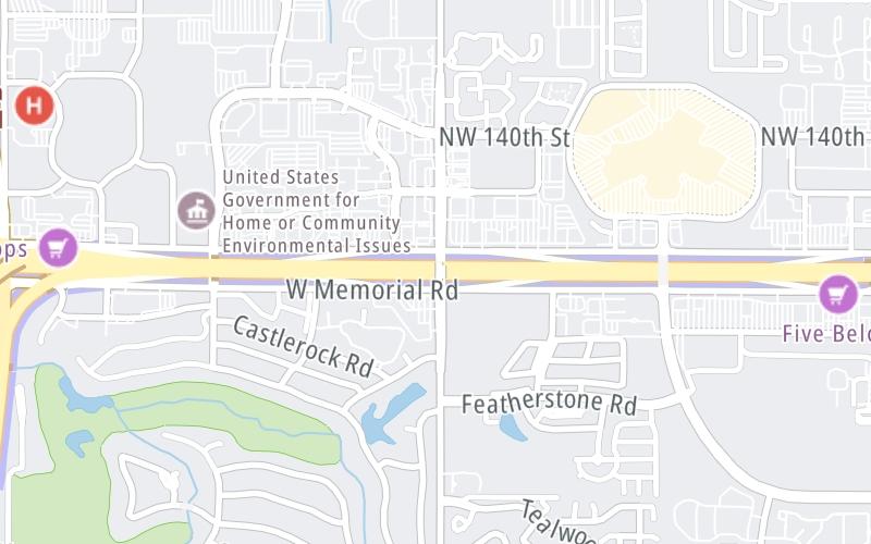 Static map of John Kilpatrick Turnpike at May Avenue