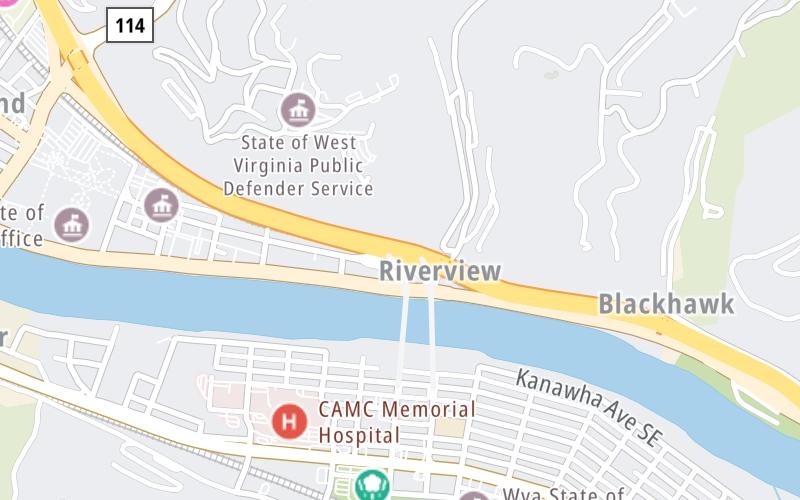 Static map of West Virginia Turnpike at 35th Street / Kaufman Mem Br
