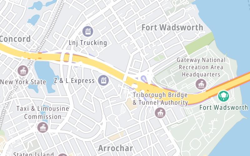 Static map of Verrazzano Narrows Bridge at Narrows Road