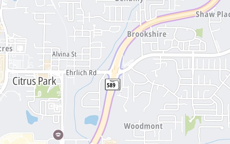 Static map of Suncoast Parkway at Ehrlich Road