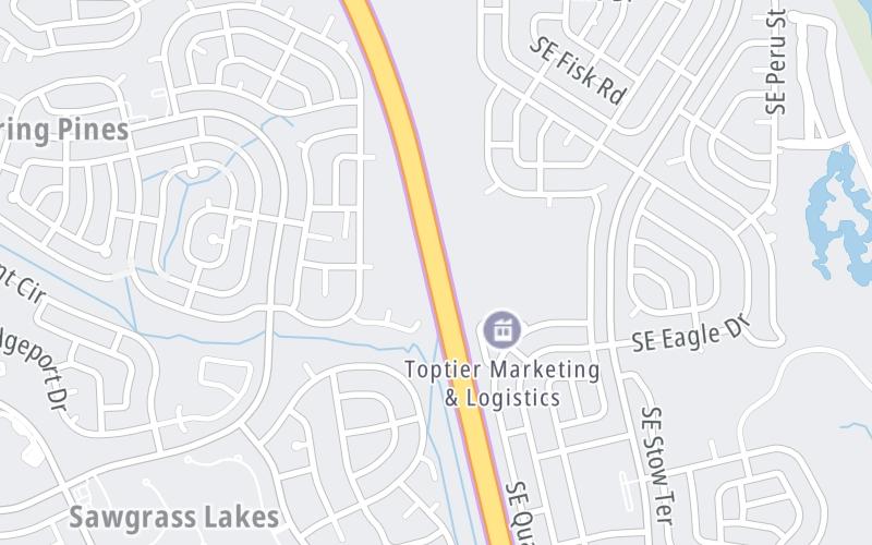 Static map of Floridas Turnpike at Port St Lucie Plaza