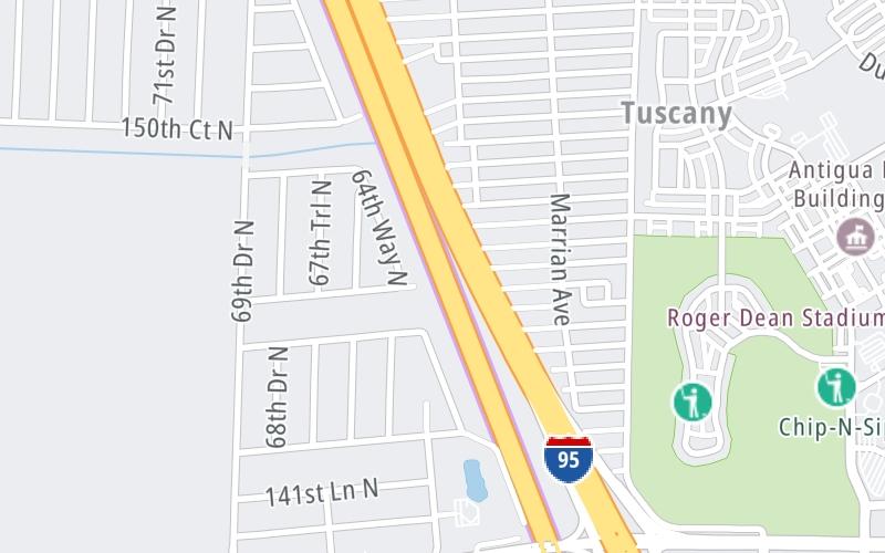Static map of Floridas Turnpike at Jupiter Plaza