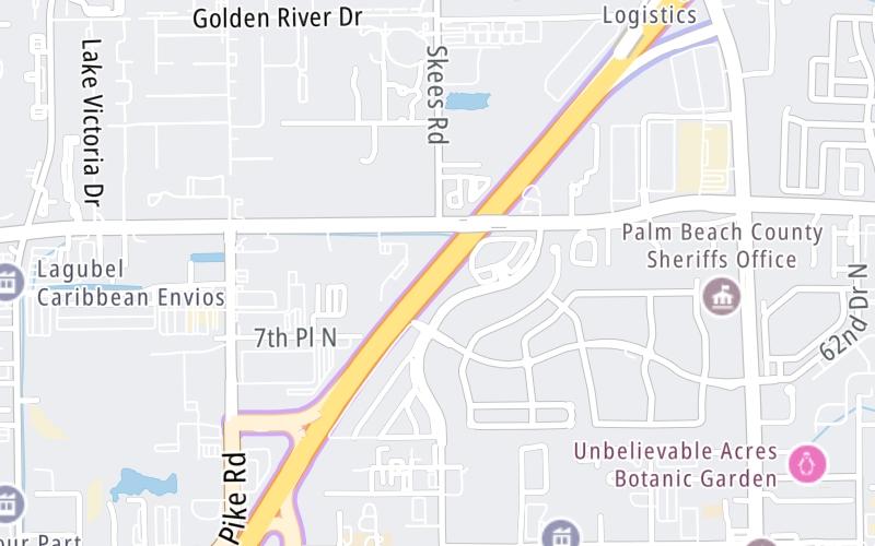 Static map of Floridas Turnpike at Belvedere Plaza