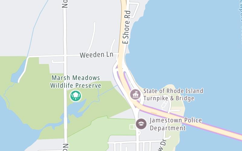 Static map of Newport Pell Bridge at E Shore Road / Conanicus Ave