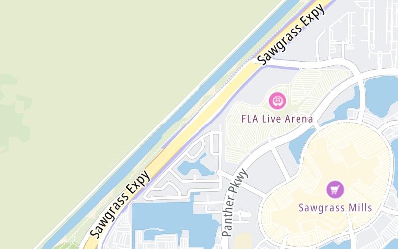 Static map of Sawgrass Expressway at Sunrise AET Toll Gantry