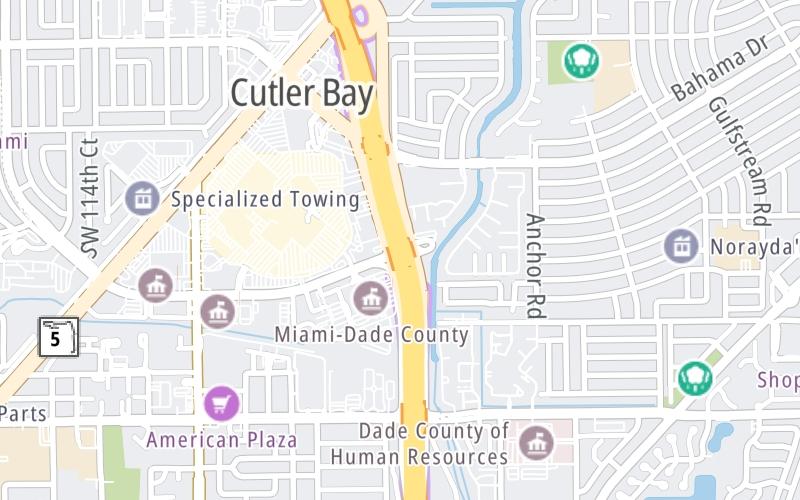 Static map of Floridas Turnpike at SW 211th St/Cutler Ridge Blvd