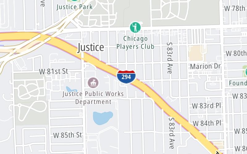Static map of Tri State Tollway at 82nd Street Mainline Toll Plaza