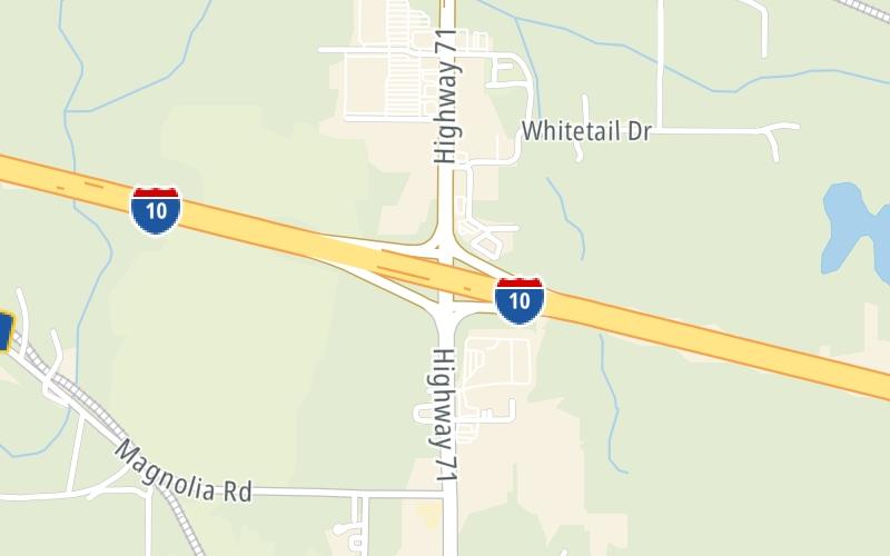 Static map of Interstate 10 at SR 71