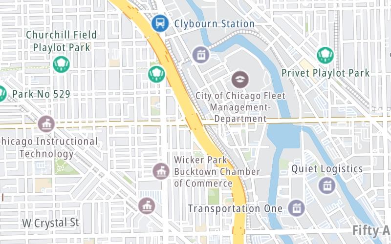Static map of Interstate 90 at  IL 64 (North Avenue)