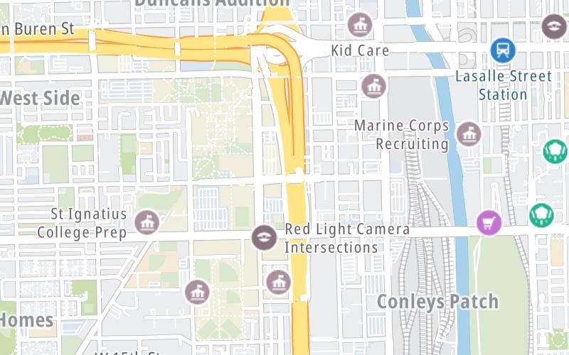 Static map of Interstate 90 at Taylor Street / Roosevelt Road
