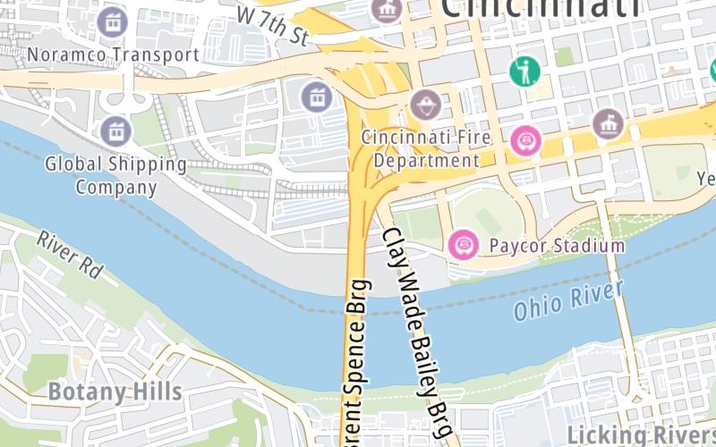 Static map of Interstate 75 at I-71 north / US 50 east / Second Street