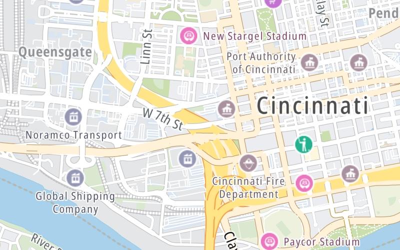 Static map of Interstate 75 at Seventh Street