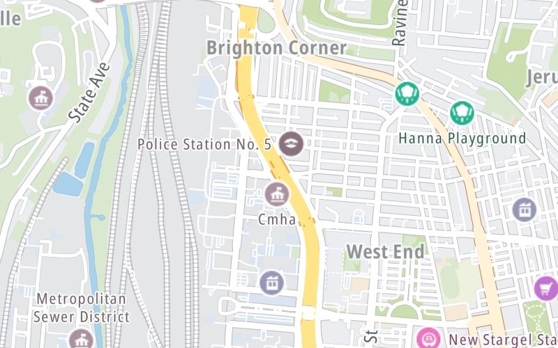 Static map of Interstate 75 at Western Avenue / Findlay Street