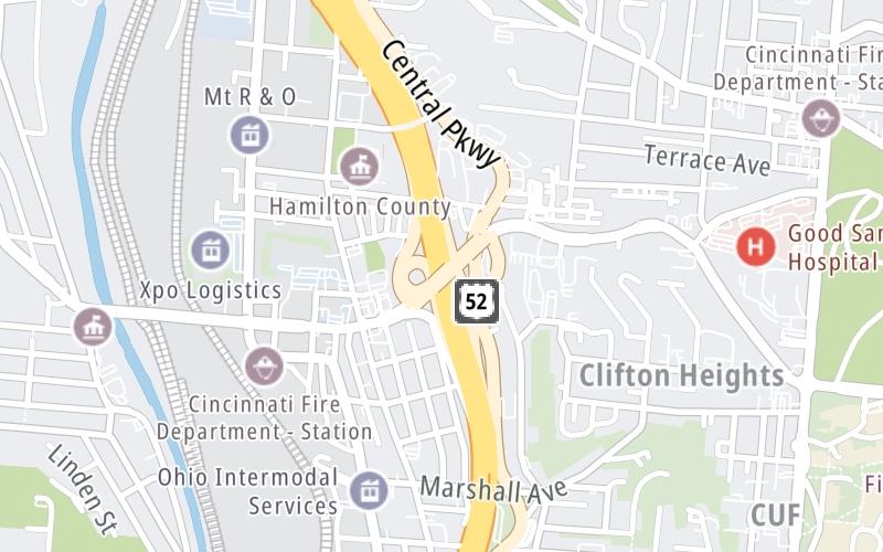 Static map of Interstate 75 at Hopple Street / Martin Luther King Dr.