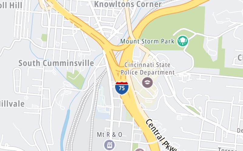 Static map of Interstate 75 at I-74 west / US 27 north / US 52 west
