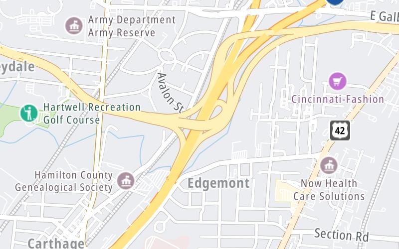 Static map of Interstate 75 at SR 126 (Ronald Reagan Cross County Highway)