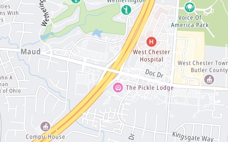Static map of Interstate 75 at Tylersville Road