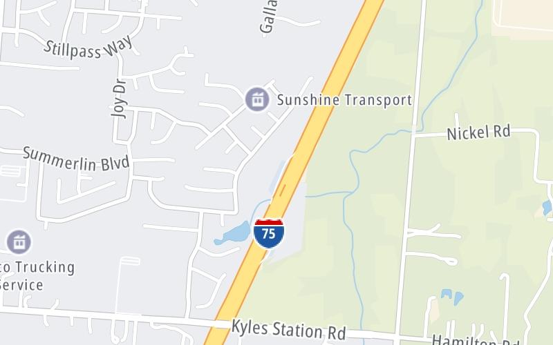 Static map of Interstate 75 at I-75 SB Rest Area Liberty Township