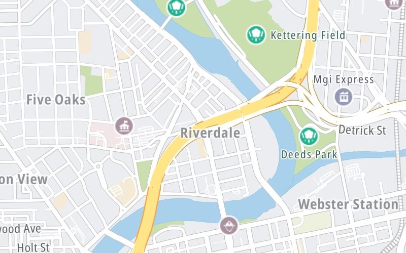 Static map of Interstate 75 at Main St. (SR 48) / Riverside Drive / Grand Ave.