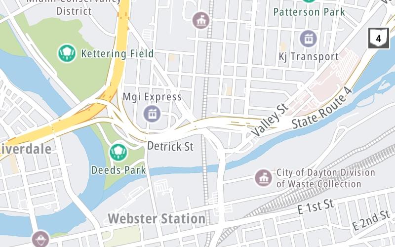 Static map of Interstate 75 at SR 4 / Webster Street / Keowee Street