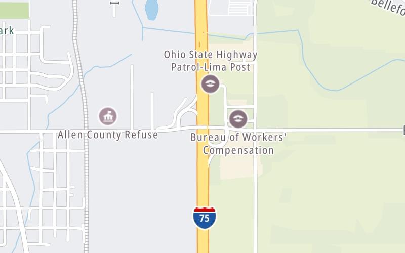 Static map of Interstate 75 at Fourth Street