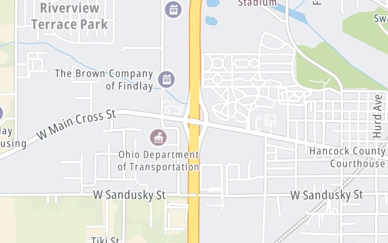 Static map of Interstate 75 at SR 12