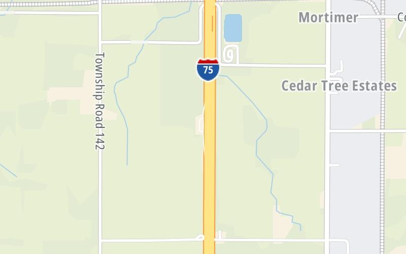 Static map of Interstate 75 at I-75 Ohio SB Weigh Station