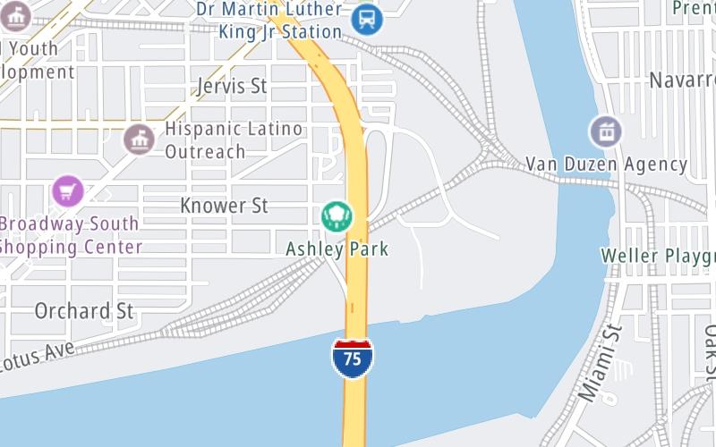 Static map of Interstate 75 at Kuhlman Drive / South Avenue