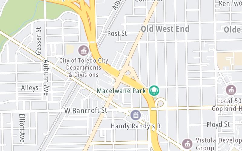 Static map of Interstate 75 at US 24 (Detroit Avenue) / SR 51 (Monroe Street)