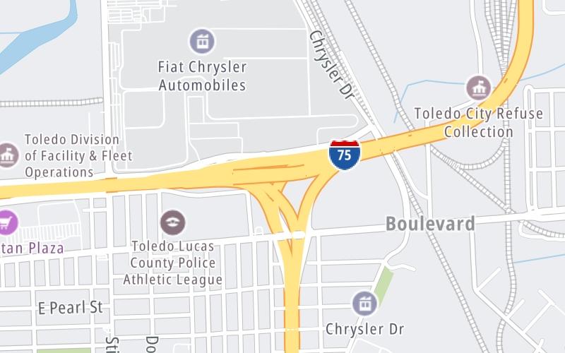 Static map of Interstate 75 at I-280 south / LECT