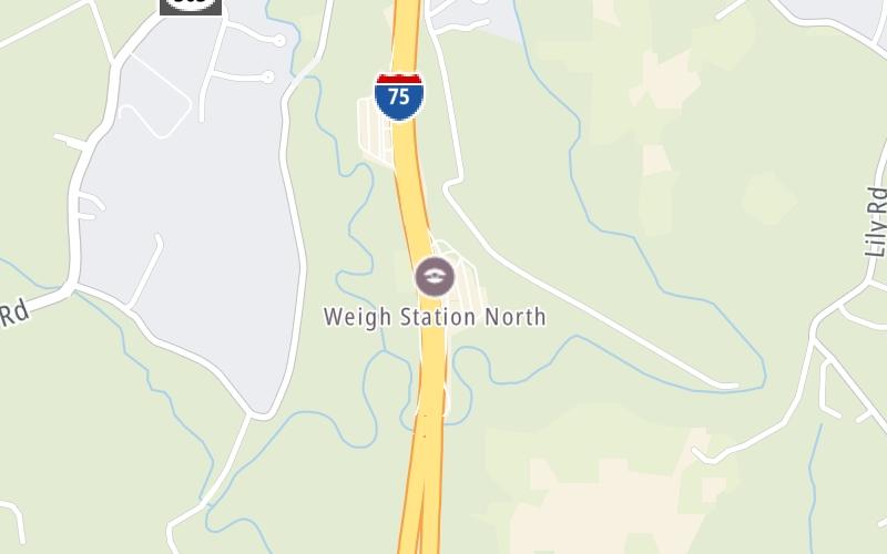 Static map of Interstate 75 at Northbound KY Weigh Station
