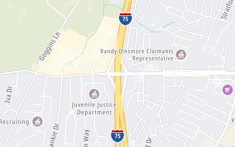 Static map of Interstate 75 at KY 876 (Barnes Mill Rd. / Eastern Bypass)