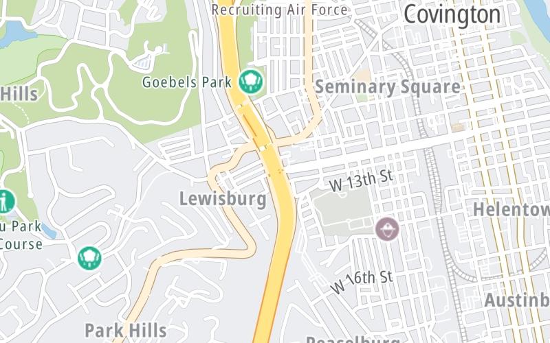 Static map of Interstate 75 at 12th St. / MLK Jr. Blvd. / US 25 (Pike Street)