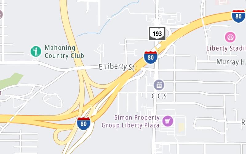 Static map of Interstate 80 at SR 11 North / SR 711 South