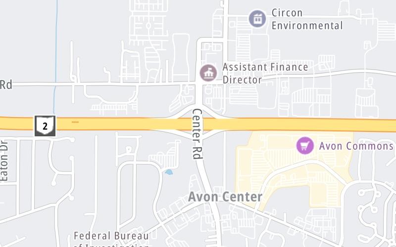 Static map of Interstate 90 at Center Road / SR 83