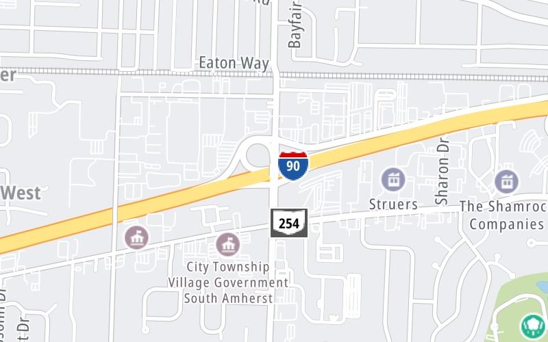 Static map of Interstate 90 at Columbia Road / SR 252