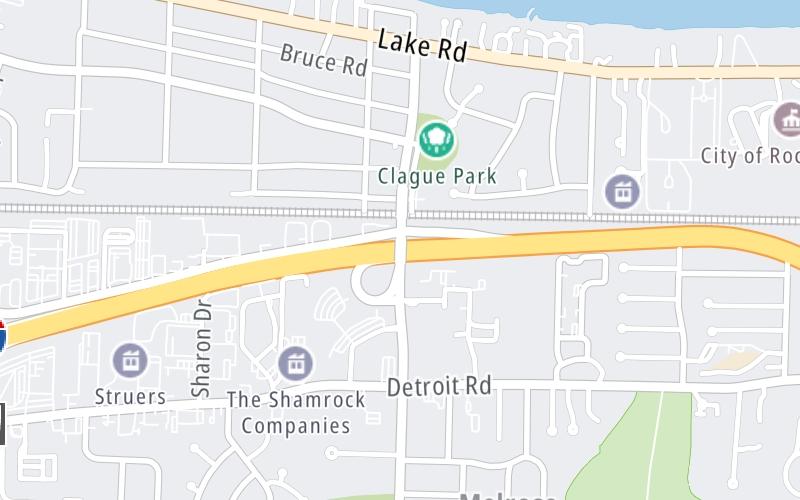 Static map of Interstate 90 at Clague Road