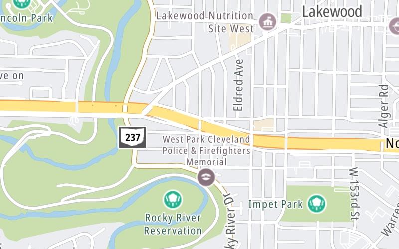 Static map of Interstate 90 at McKinley Avenue