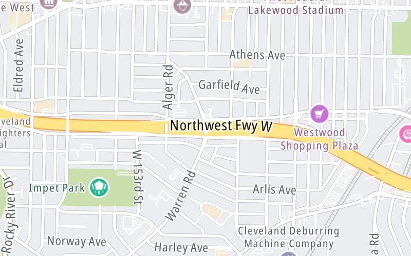Static map of Interstate 90 at Warren Road