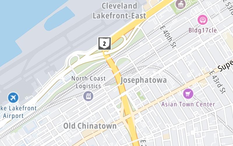 Static map of Interstate 90 at Lakeside Avenue