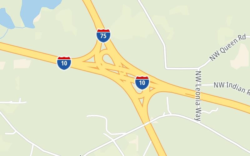 Static map of Interstate 75 at I-10