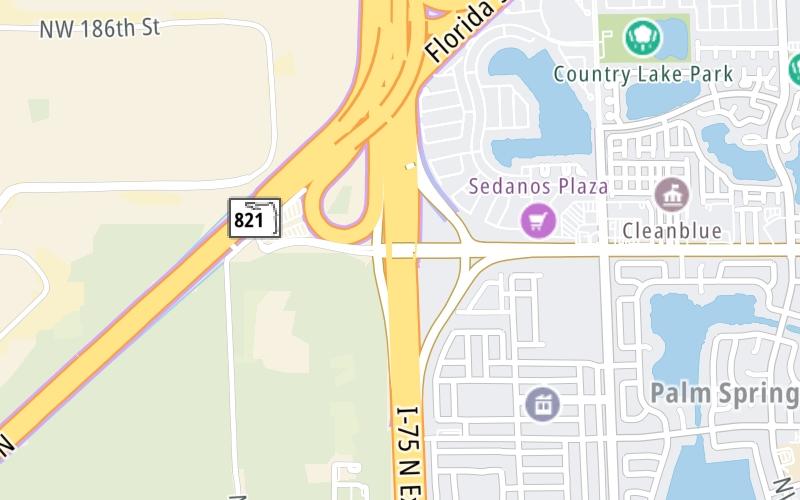 Static map of Interstate 75 at Miami Gardens Dr. / SR 860