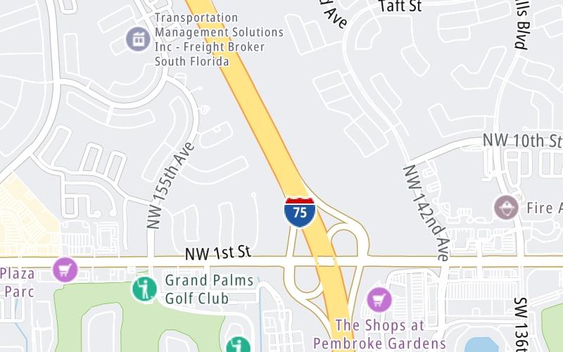 Static map of Interstate 75 at Pines Blvd. West / SR 820