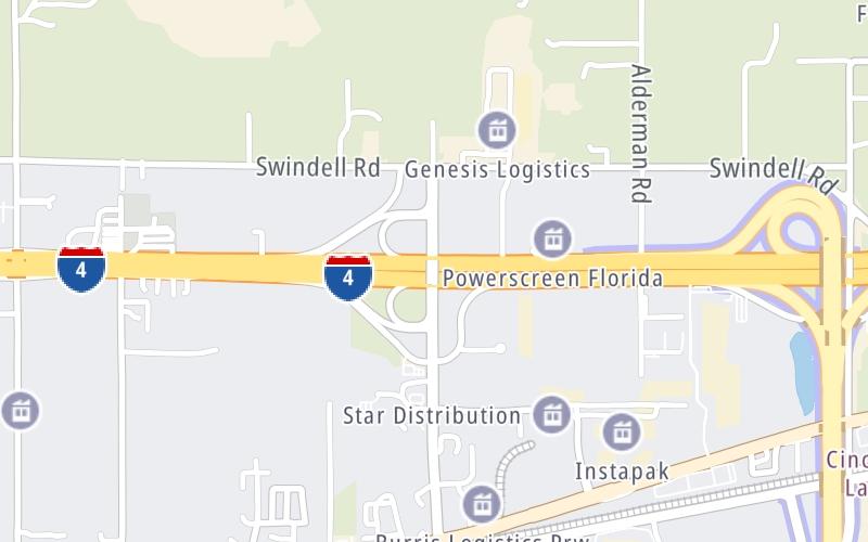 Static map of Interstate 4 at County Line Rd.