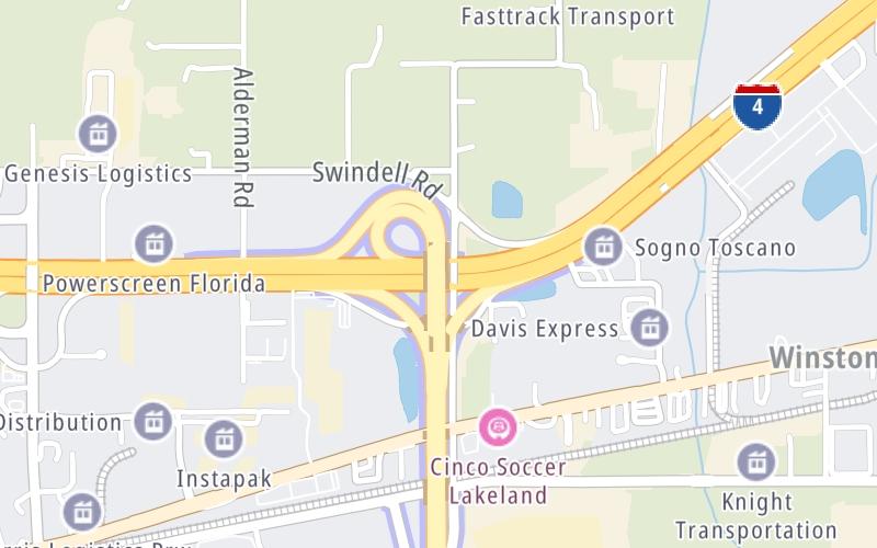 Static map of Interstate 4 at SR 570 (Polk Pkwy.)
