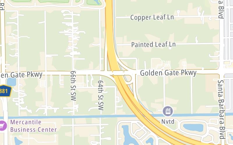 Static map of Interstate 75 at CR 886 / Golden Gate Pkwy.