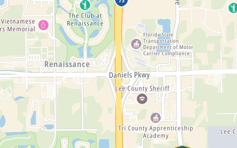 Static map of Interstate 75 at Daniels Pkwy.