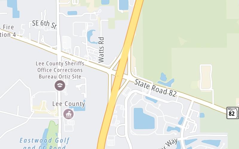 Static map of Interstate 75 at SR 82 / Dr. Martin Luther King Jr. Blvd.